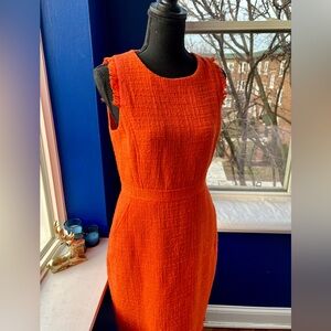 J. Crew Vibrant Orange 🍊 Tweed Fringe Sheath Dress